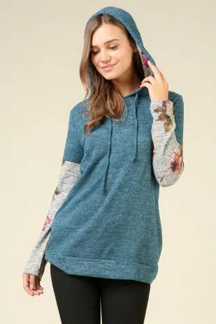 Floral  Contrast Hoodie - Image 2