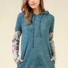 Floral  Contrast Hoodie