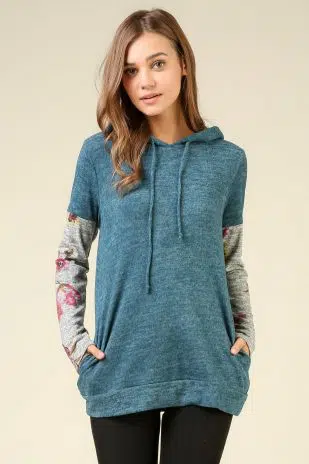 Floral  Contrast Hoodie
