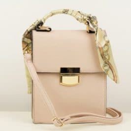 Blush Pink Crossbody Handbag with Scarf