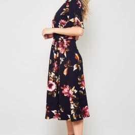 Navy Floral Crossover Midi