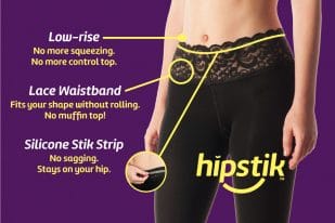 Hipstik Black Footless Tights, Opaque With Comfortable Luxe Waistband - Image 3