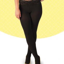 Hipstik Nude Tights for Women, Opaque Tights with Comfort Lace Top