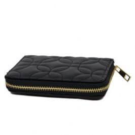 Black quilted Zippered Wallet