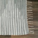 Grey and White Woven Cotton Rug