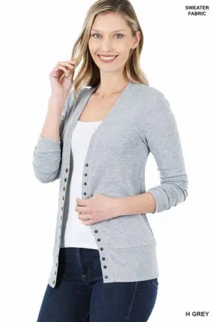 Solid Colour  Snap Cardigan - Image 5