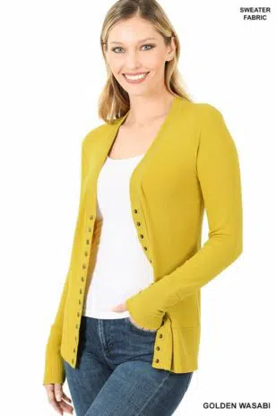 Solid Colour  Snap Cardigan - Image 4