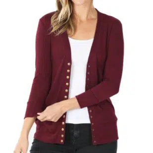 Solid Colour  Snap Cardigan
