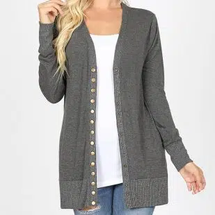 Solid Colour  Snap Cardigan - Image 2