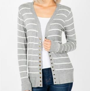 Striped Snap Cardigan - Image 3