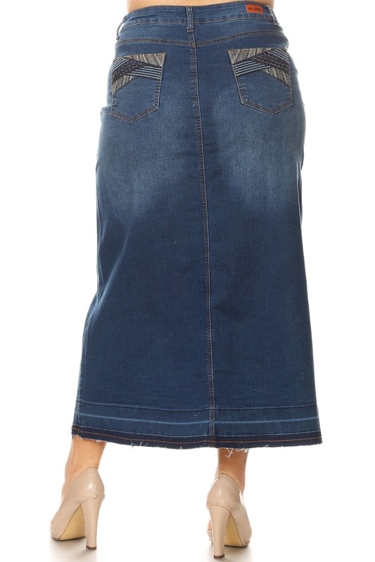 Be Girl Plus Maxi Stretch Denim Skirt – The Knee LengthFrock
