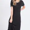 Solid t-shirt dress with off white binding - Image 4