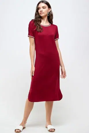 Solid t-shirt dress with off white binding - Image 7