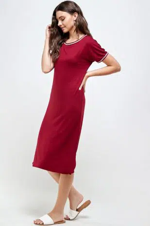 Solid t-shirt dress with off white binding - Image 5