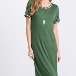 Solid t-shirt dress with off white binding