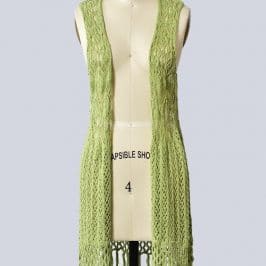 Sage Green  Cotton Crocheted Vest