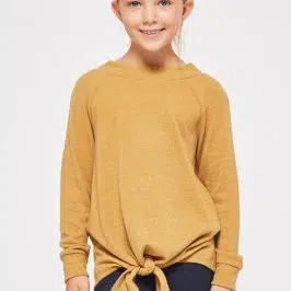 Kids Size Sweater Tied Tunic Pullover Mustard