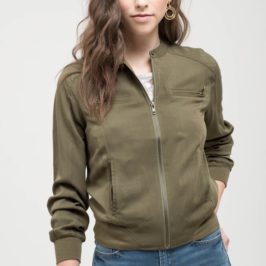 Khaki or Olive Woven Bomber Jacket