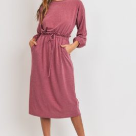 Mauve Paperbag Waist Knit Dress