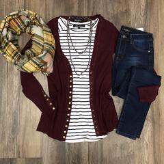 Burgandy Snap Cardigan