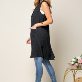 Black Linen Vest