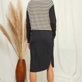 Cowl Neck Striped Midi