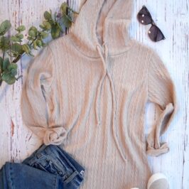 Cable Knit Hoodie Sand or White