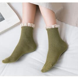 Ribbed Lace Edge Sock