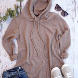 Mocha Cable Knit Hoodie