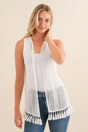 White Crocheted Vest