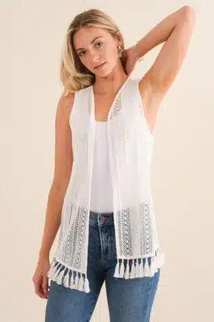 White Crocheted Vest - Image 2