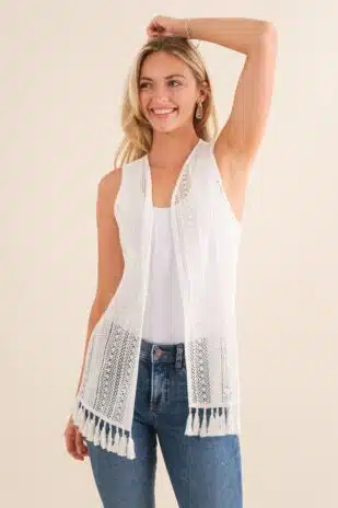 White Crocheted Vest - Image 3