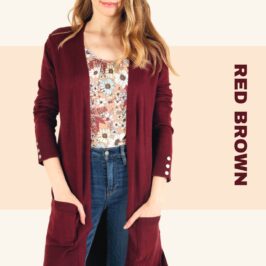 Red Brown Plus Cardigan