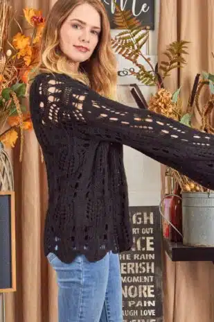 Lacy Black Sweater - Image 2