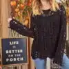 Lacy Black Sweater - Image 3