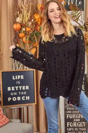 Lacy Black Sweater - Image 3