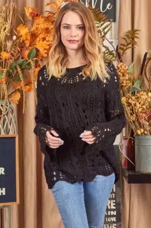 Lacy Black Sweater