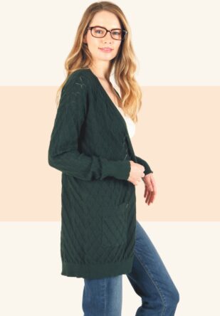 Diamond Cardigan Hunter Green