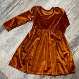 Girls Copper Velvet Christmas Dress