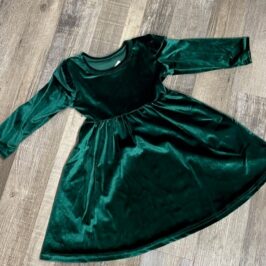 Girls Green Velvet Christmas Dress