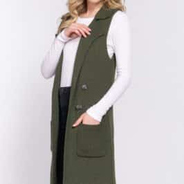 Lapel Button Vest Black or Green  or Grey