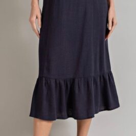 Linen Ruffle Skirt Navy