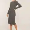 Ribbed Round Neck Sweater Dress Charcoal - Image 3