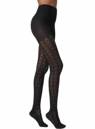 Black Pointelle Sweater Tights Black