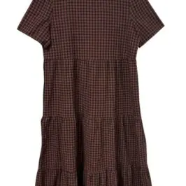 Burgandy Gingham Tiered Dress