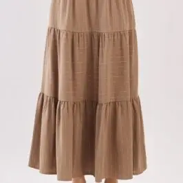 Mocha Striped Linen/ Rayon Skirt
