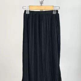 Black Satin Skirt Pleated