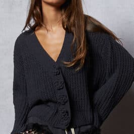 Ink Grey  Chunky  Chenille Cardigan