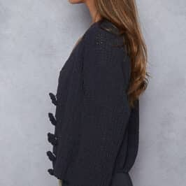 Ink Grey  Chunky  Chenille Cardigan