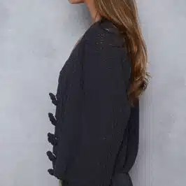 Ink Grey Chunky Chenille Cardigan